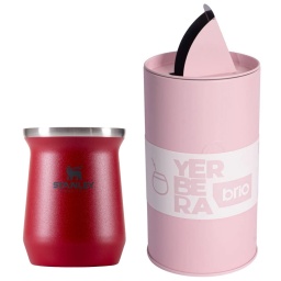 MATE STANLEY ROJO +  YERBERA DE METAL BRIO 200 GRS C/DOSIFICADOR
