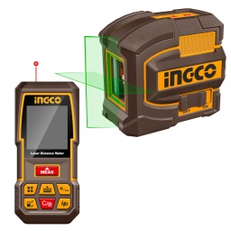 NIVEL LASER LUZ VERDE 2 LINEAS + MEDIDOR LASER 70MTS INGCO