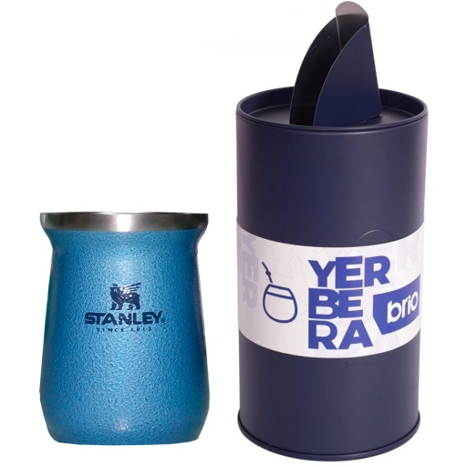 MATE STANLEY AZUL+  YERBERA DE METAL BRIO 200 GRS C/DOSIFICADOR